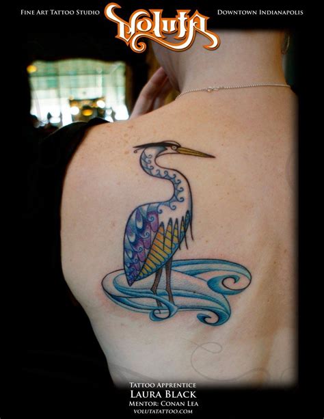 A small geometric design that is all about the color. Blue Heron | Sweet tattoos, Tattoos, Heron tattoo