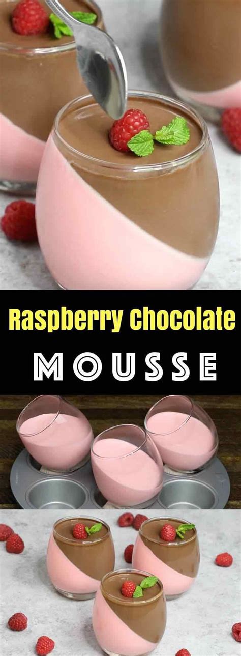 I served it in margarita glasses and topped it w/ whipped cream sprinkled with chocolate slivers. Raspberry And Chocolate Mousse - looks so elegant with two ...