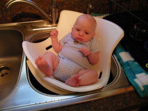 If your baby has an accident during their bath, be sure to thoroughly sanitize the kitchen sink before putting any dishes in it. OLIW: PUJ Bath Tub