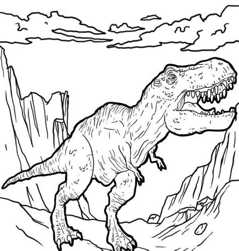 Ran an die buntstifte und wachsmalkreiden. Malvorlage Dinosaurier T Rex