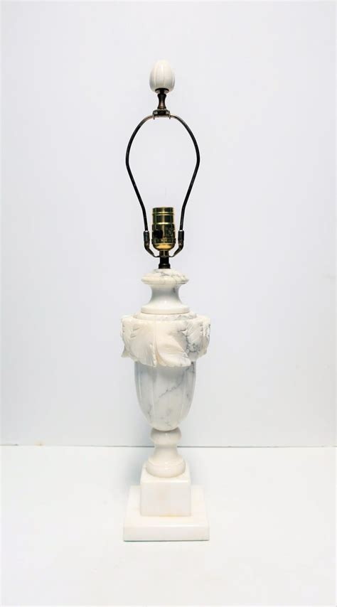 Italian midcentury table lamp in travertine marble with original lampshade 1970s. Italian Neoclassical Solid Black and White Marble Urn ...