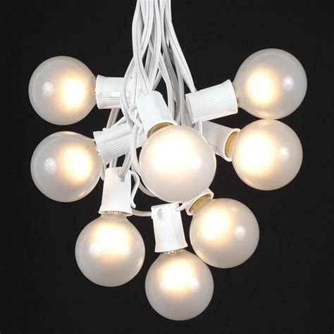 A vintage frosted glass globe light shade. Frosted G50 Globe/Round Outdoor String Light Set on White ...