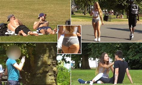 Busty brunette losing her video cherry. YouTube woman wears tiny shorts to test men's reactions to ...