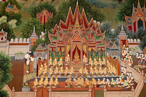 It's a very small temple overlooking the penang 2nd bridge with a giant footprint. Art In Temple Thailand Painting by Chatchawin Jampapha