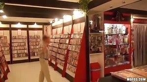 Hot and horny girl fucks in porn shop