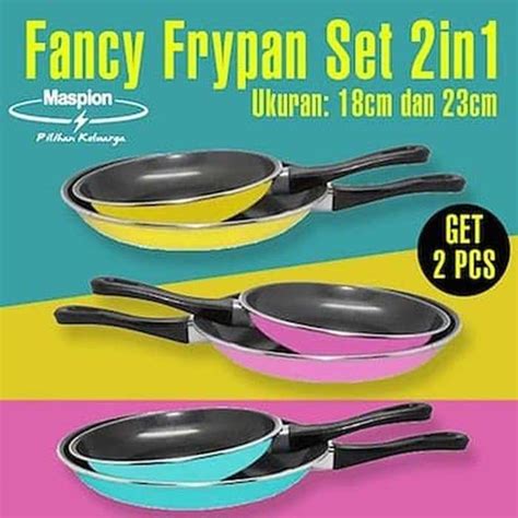 Produk maspion unit 1 sidoarjo : Maspion FANCY FRY PAN Set 2in1 - Teflon Warna 18cm dan