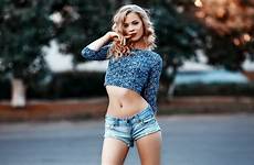 wallpaper shorts women woman jean blue model short blonde girl denim crop hair wearing long top beauty red navel hips