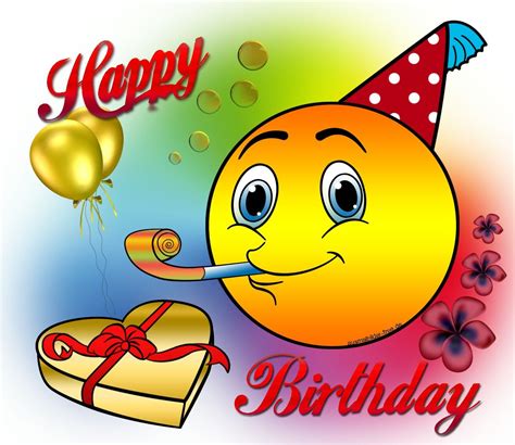 Blue colour background, white paper text. Happy birthday have a lovely day | Happy birthday emoji