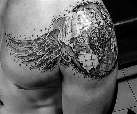 We did not find results for: Detailed black and white shoulder tattoo of globe with wings and compass - Tattooimages.biz