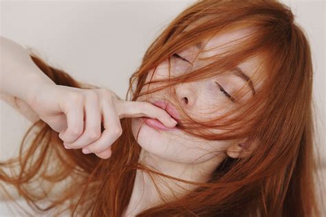 Five finger death punch, rob halford, judas priest. Jia Lissa, redhead, women, model, finger in mouth, hair in ...