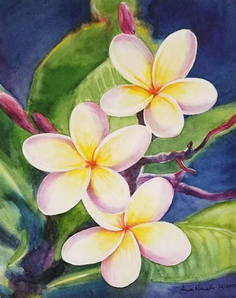 Easy line of flowers healthsportinforhhealthsportinfo easy easy. Plumeria Original Watercolor Painting, Tropical Flower ...