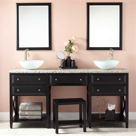 Save 12% more at checkout. 72" Glympton Vessel Sink Double Vanity with Makeup Area ...