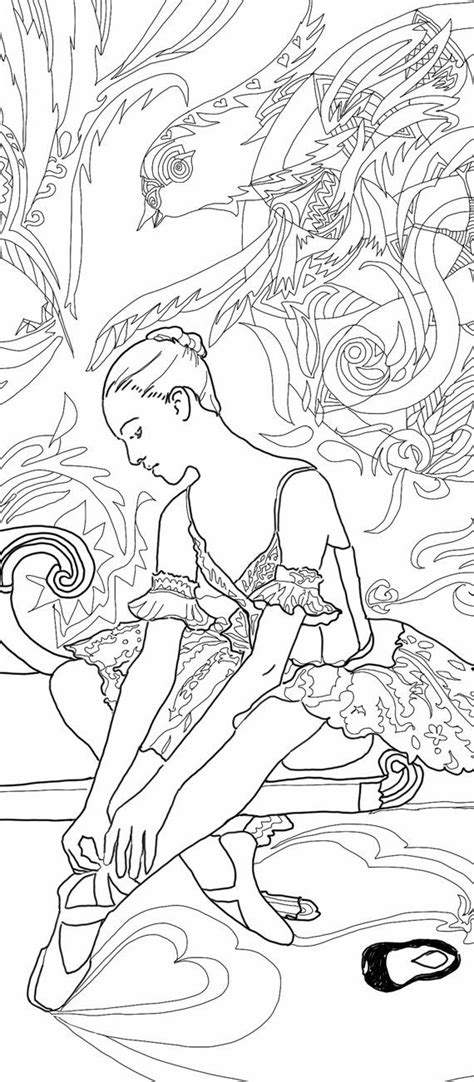 Woman putting right hand straight. Digital Coloring Page Ballerina Printable Dance Ballet by ...