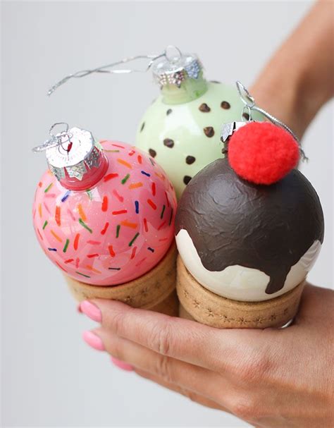 (via creme de la crumb). DIY: Ice Cream Cone Christmas Bauble Ornaments | Christmas ...