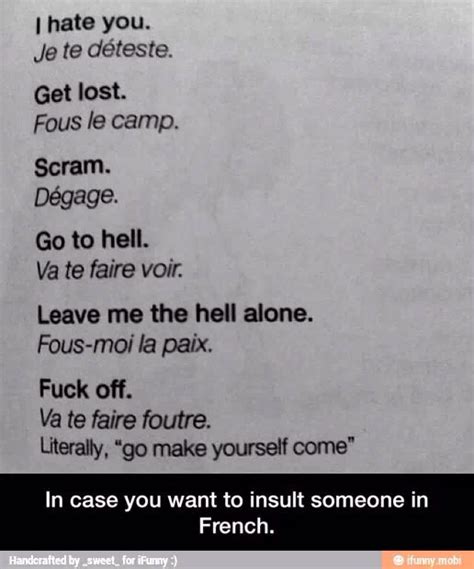 Insult someone in French - Good to know :-) | Learn french, How to ...