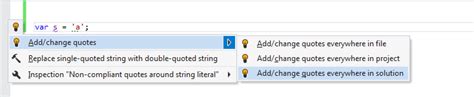 Escape quote with a backslash precede string with @ and use double quotes there are other ways to include quotation marks within a c# string, but these should be. c# - Visual Studio - How to refactore javascript strings from double quotes to single quotes ...