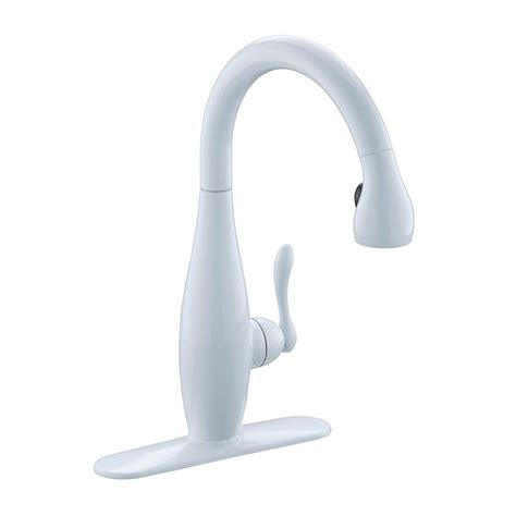 Read this review guide to. KOHLER Clairette Kitchen Sink Faucet In White | The Home ...