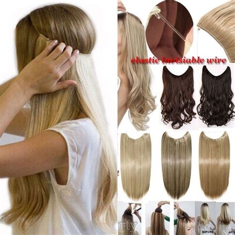 Then you separate long thin strip of hair, which you wrap aroundyour small ponytail and easily secure with a clasp. 20""/22''''/24""Curly Straight Secret Wire No Clip Hair ...