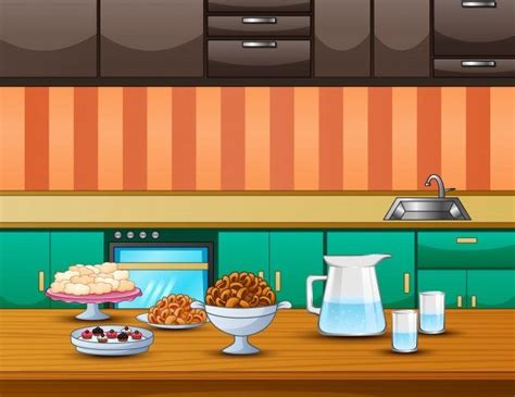 Background cartoon kitchen appliances illustrations & vectors. Download Modern Kitchen Interior Background Template ...