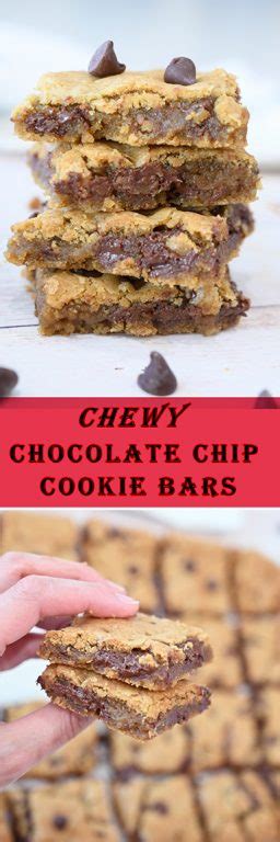 That recipe really needs the almond butter to bind them but this recipe holds together beautifully because pumpkin puree is a terrific binder. Chewy Chocolate Chip Cookie Bars | Wishes and Dishes