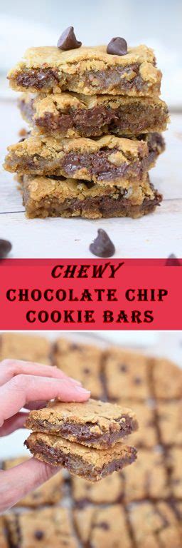 The batter is made with unsalted butter and a combination of white and brown sugars. Chewy Chocolate Chip Cookie Bars | Wishes and Dishes