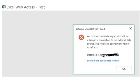 I connect to sharepoint lists all the time. 2013 - External Data Refresh failed - Unable to refresh ...