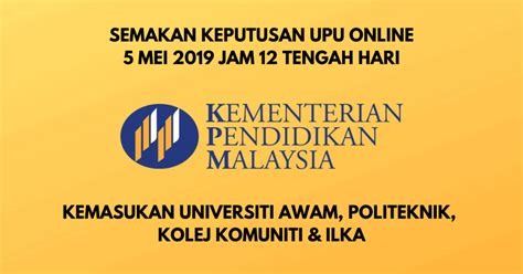 Pemohon mestilah seorang warganegara malaysia yang. Login Sistem Semakan Keputusan UPU Online 5 Mei 2019 ...