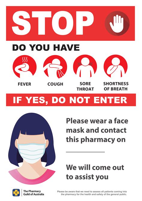 This poster informs staff, customers, and clients of vital information for coronavirus. Posters and social media resources - Pharmacy Guild of ...