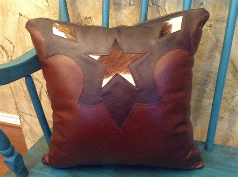 15% off with code summerartzaz. Genuine Leather Decorative Throw Pillow with a Western ...