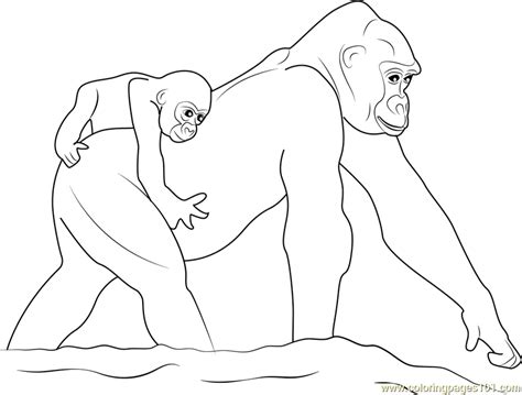 Gorilla coloring pages with wallpaper desktop background. Gorilla With Baby Coloring Page for Kids - Free Gorilla ...