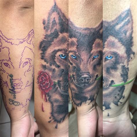 There were some initials and a symbol originally, and we covered it with a howling wolf tattoo. cover up wolf | Tattoos, Animal tattoo, Cover up