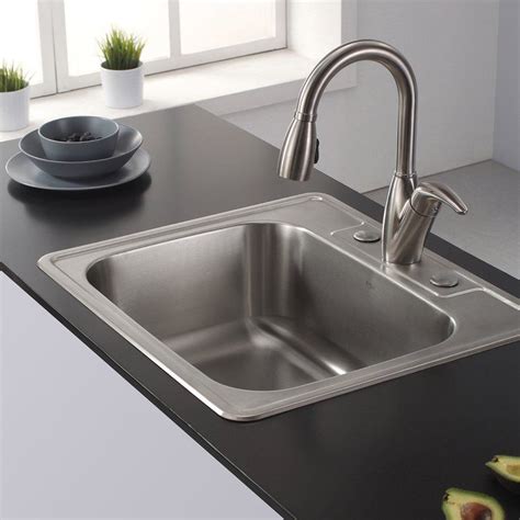 Extra deep utility 23 l x 18 w undermount kitchen sink with basket strainer wayfair north america $ 241.73. 25" L x 22" W Drop-In Kitchen Sink (With images) | Drop in ...