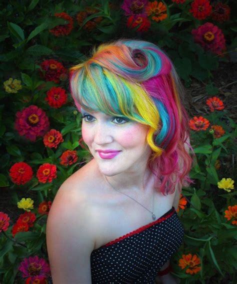 Jane thomas created this images by mixing and matching different combinations of hand soap, shampoo, shower gel, sugar, and water. Rainbow Hair by Laura, hair, hair color, rainbow, multi ...