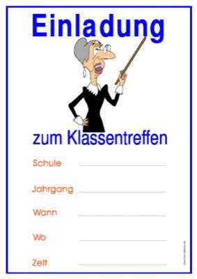 Einladung zum Klassentreffen (Lehrerin) | Vorlagen und Muster zum Ausdrucken