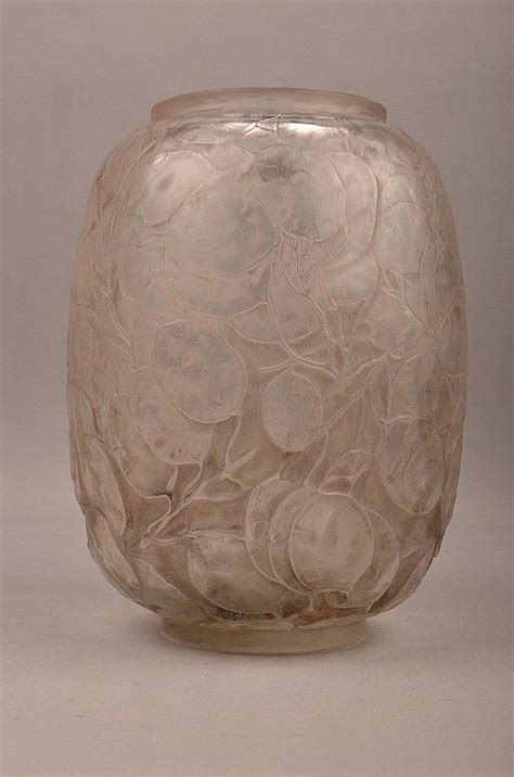 About 8.1 cm, diam (max): René Lalique vase, circa 1927, large flowers and leaves ...