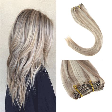 It also offered black hair extensions. Clip in Human Hair Extensions Blonde Highlights #P18/613 ...