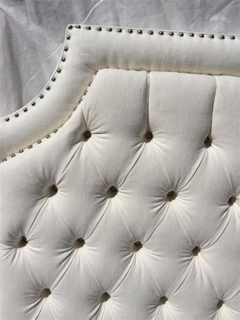 White faux leather tufted headboard upholstered headboard with | etsy. Off White Tufted Headboard - Home Designing