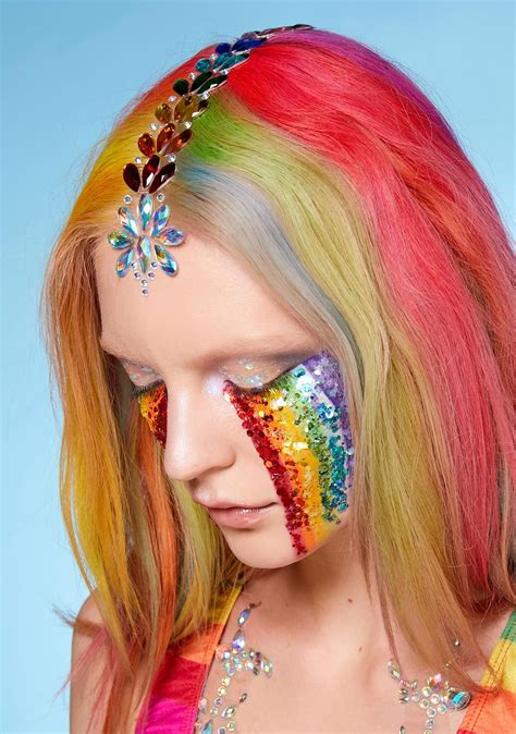 Rainbow Divinity Hair Jewels | Hair jewels, Face jewels 