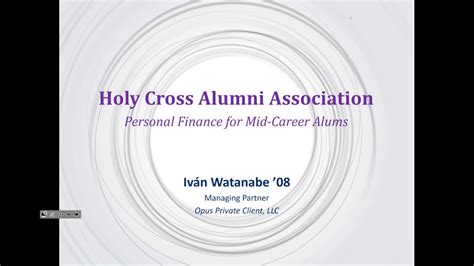 The pursuit of higher education is a tangible way to demonstrate your. Alumni Career Webinar: Personal Finance for Mid-Career ...