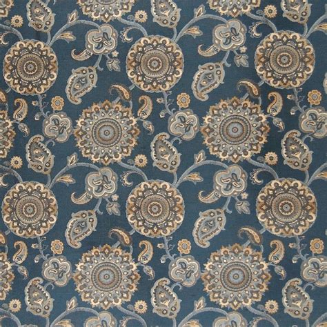 Distributor wholesale prices on red, rose and burgundy indoor outdoor upholstery fabric. Federal Blue Floral Jacquard Upholstery Fabric | Floral ...