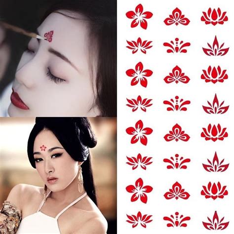 See all photos in gallery. Waterproof Body Tattoo Sticker Flowers Forehead Tattoo ...