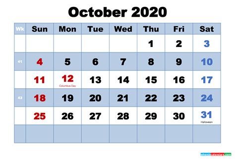Backed by visit britain, who said that 2020 has to be the 'year of domestic tourism', the idea also had the support of culture secretary oliver dowden. October 2020 Calendar with Holidays Printable - Free 2020 ...