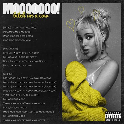 I'm not a cat, i don't say meow. Doja Cat - Mooo! (3000 x 3000) : freshalbumart