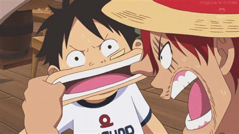 I think red rock likely refers to both a gun, like luffy's other attack moves, as well as a roc, keeping with the bird theme of. red haired shanks monkey d. luffy gif | WiffleGif