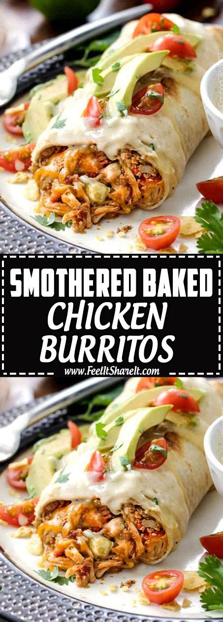 Crockpot chicken burrito bowls recipe! Smothered Baked Chicken Burritos in 2020 | Chicken ...