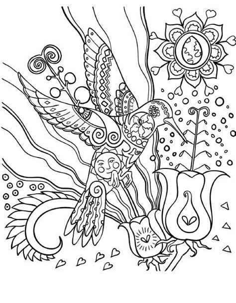 Mandala hummingbird coloring page for adults. Marie's Little Red School House : Adult Coloring Book