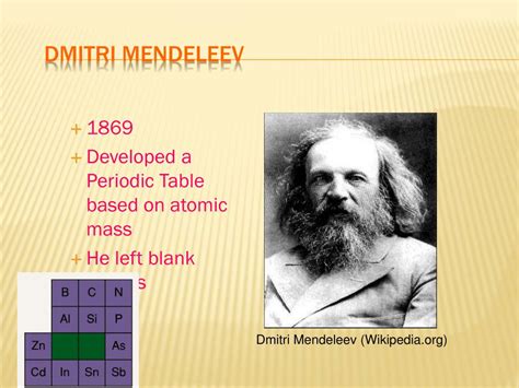 He is probably best known for his version of the periodic table of chemical elements. PPT - The Atom and Periodic Table PowerPoint Presentation, free download - ID:1542666