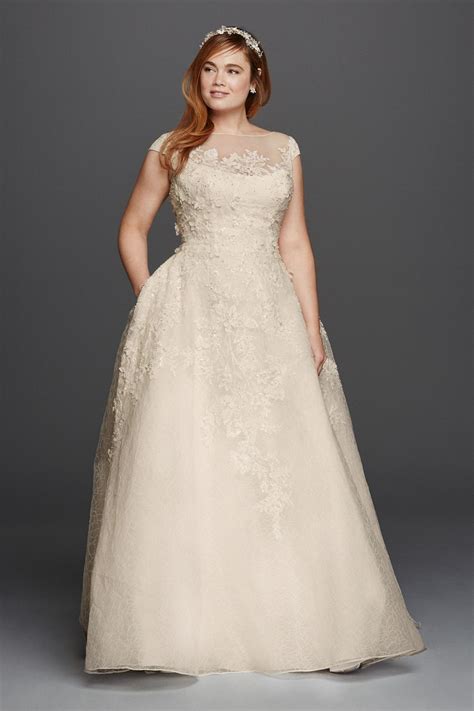 Get the best deals on lace cap sleeve wedding dresses. Oleg Cassini Cap Sleeve Plus Size Wedding Dress | David's ...