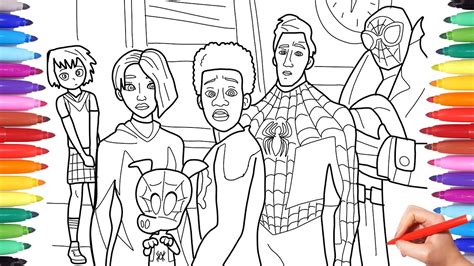 Find more coloring pages online for kids and adults of spider man into the spider verse movie coloring pages to print. Spider-man Into the Spider-Verse Coloring Pages, How to ...