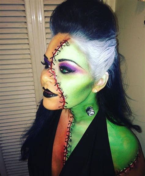 Diy frankenstein costume » scary images & tutorial | maskerix.com. Pin by Melissa Bell on bride of Frankenstein costume | Halloween makeup, Frankenstein makeup ...